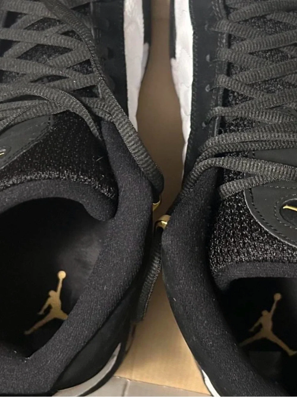 Jordan Men's Black White with Gold Jumpman Sneakers
